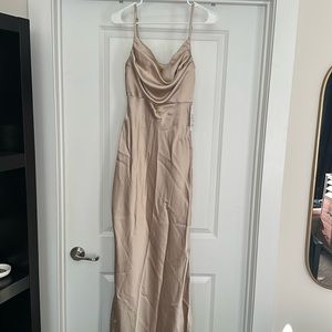Revelry Skye Satin Dress Gold Champagne Size 6